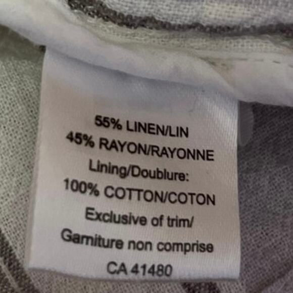Gentle Fawn Gray White Linen Striped Pinstriped One Button Blazer Coat Jacket S - Picture 7 of 7
